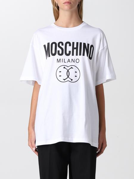 MOSCHINO COUTURE: t-shirt with Smile logo - White | Moschino Couture t ...