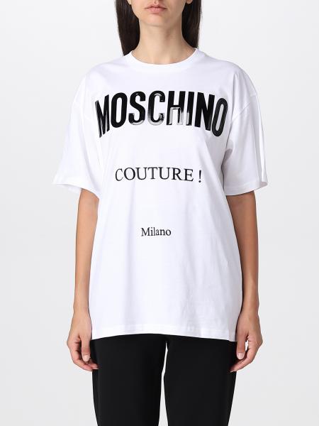 MOSCHINO COUTURE: jersey t-shirt with logo - White | Moschino Couture t ...