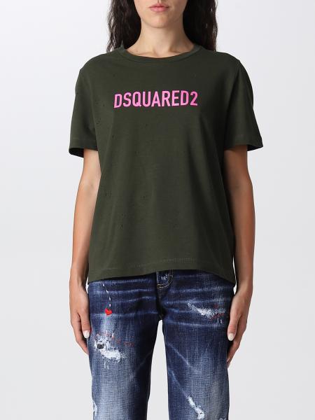 Outlet de Dsquared2: Camiseta para mujer, Militar | Camiseta Dsquared2 S75GD0309S22507 en línea GIGLIO.COM