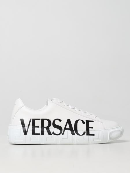 Versace leather sneakers with maxi logo