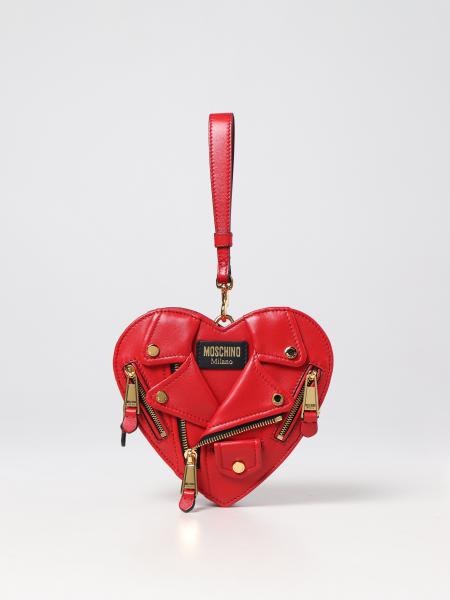 Moschino Couture Outlet Heart Biker leather bag Red Moschino