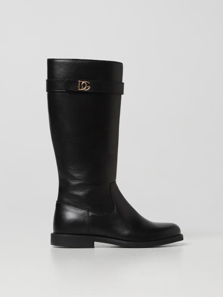 Dolce & Gabbana: Dolce & Gabbana leather boots with logo