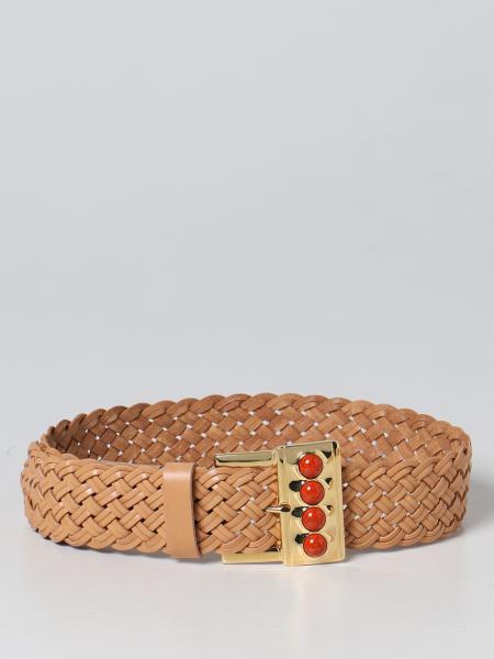 Etro woven leather belt with jewel buckle