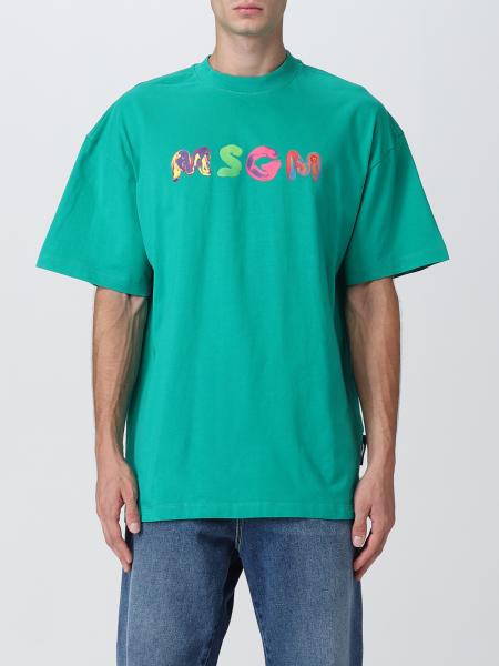 MSGM: t-shirt for man - Green | Msgm t-shirt 3340MM101227798 online at ...