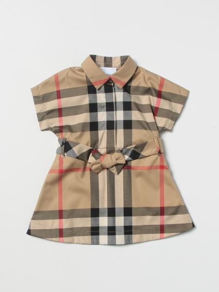 Kids' Burberry: Burberry tartan stretch cotton shirt dress