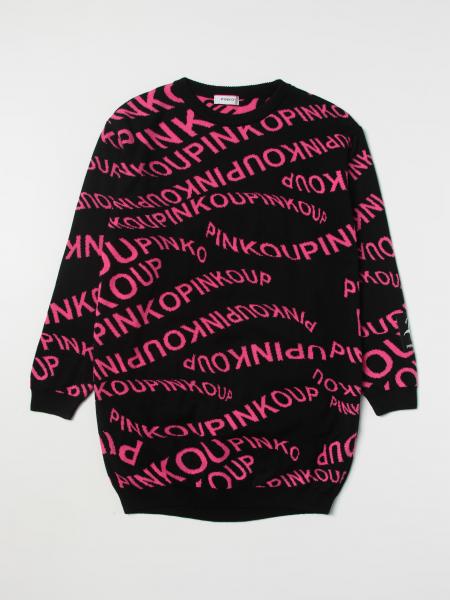 Pinko bambino: Abito Pinko in maglia stretch con logo jacquard