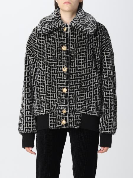BALMAIN: jacket for woman - Beige | Balmain jacket YF1TF031XC71 online ...
