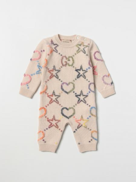 Kids' Gucci: Gucci long onesie with all-over stars and hearts