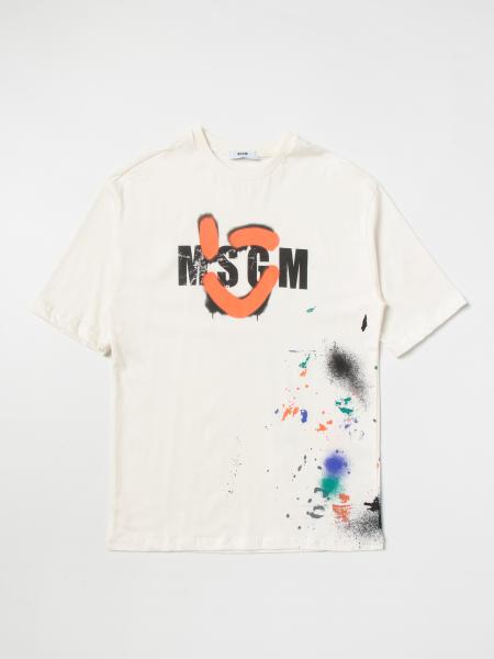 MSGM KIDS: t-shirt for boys - Cream | MSGM Kids t-shirt MS029276 online ...