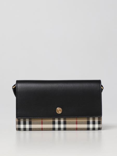 Burberry coated cotton and leather wallet bag