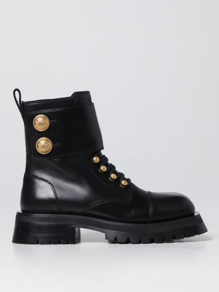BALMAIN: flat for - Black | Balmain flat boots YN1TC785LVIT online on GIGLIO.COM