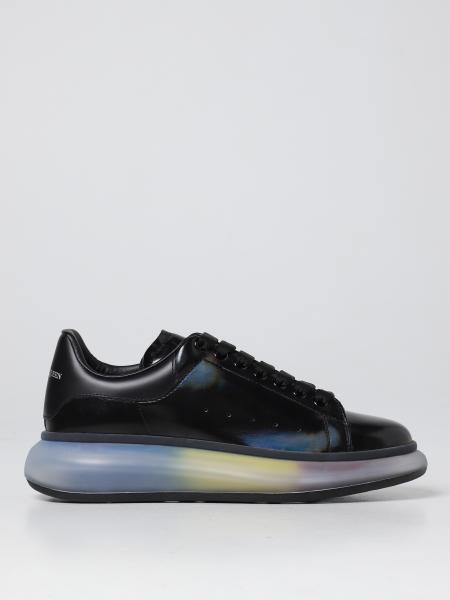 ALEXANDER MCQUEEN: iridescent leather sneakers - Black | Alexander ...