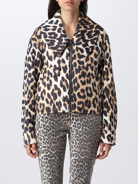 ganni leopard denim jacket