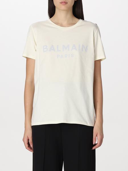 BALMAIN: t-shirt for woman - Yellow | Balmain t-shirt YF0EF005BB02 ...