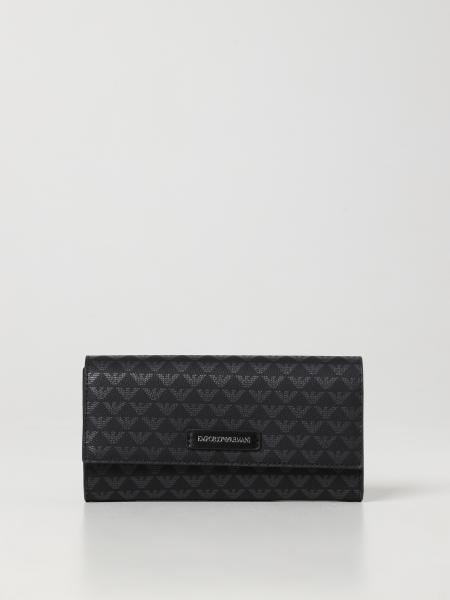 Portafoglio Emporio Armani in pelle sintetica a grana con logo all over