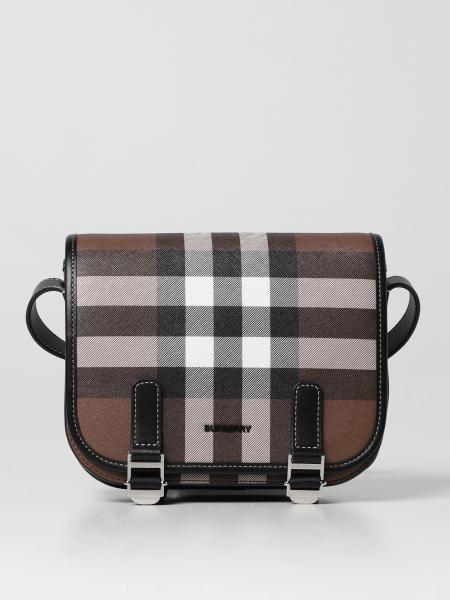 Burberry, Checked Coated-Canvas Pouch, Men, Gray