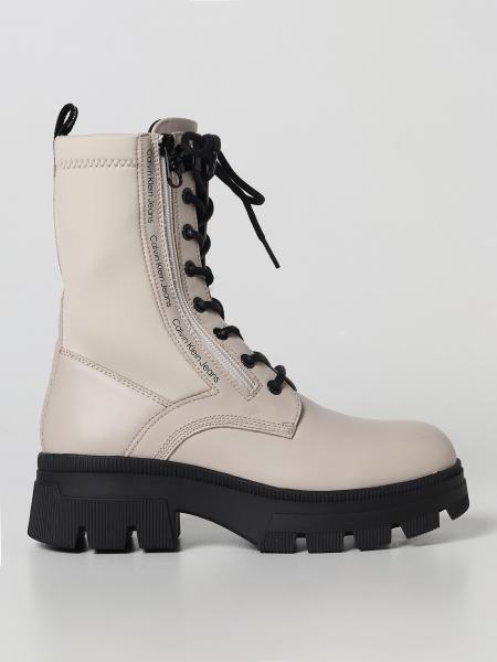 CALVIN KLEIN: flat ankle boots for women - Beige | Calvin Klein flat ankle  boots YW0YW00740 online on 