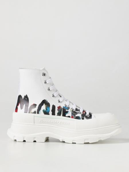 McQueen scarpe uomo: Stivaletto Tread Slick Graffiti Alexander McQueen in nappa