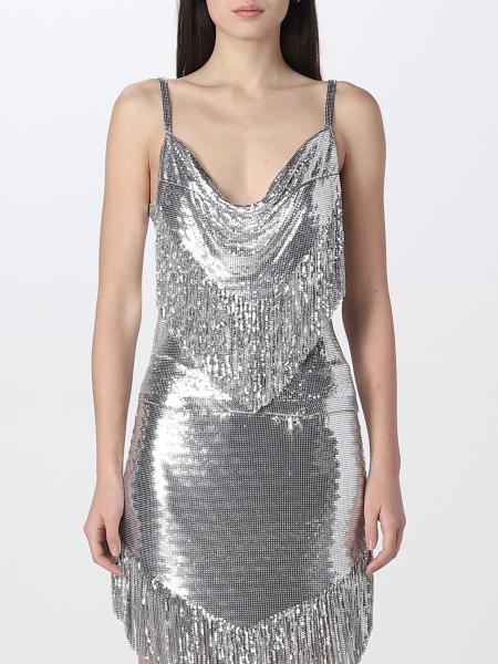 Top Paco Rabanne in maglia metallica con frange
