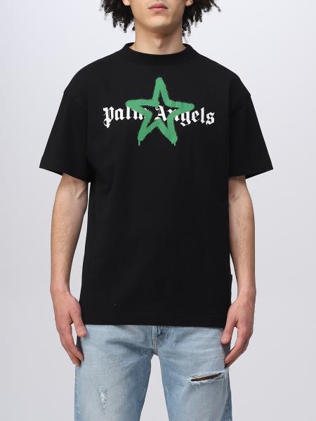 T-shirt Palm Angels uomo: T-Shirt Palm Angels in cotone con stampa logo e stella