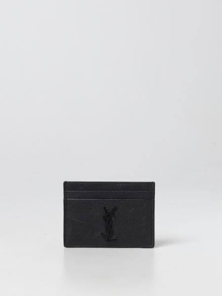 Saint Laurent card holder in crocodile print leather