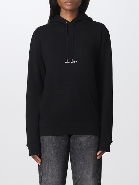 SAINT LAURENT: sweatshirt for woman - Black | Saint Laurent sweatshirt ...