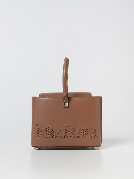 MAX MARA: leather bag - Tobacco | Max Mara handbag