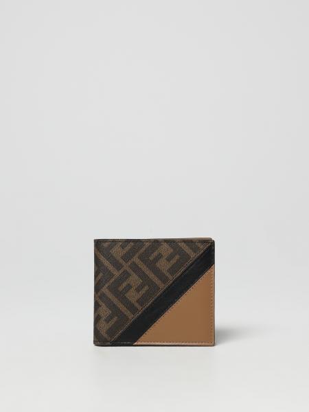 Men's Fendi: Fendi wallet in coated cotton and leather