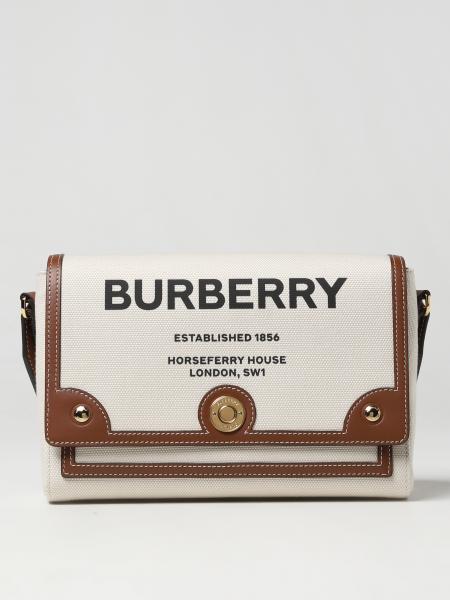 BURBERRY: Note bag in canvas leather - Natural | Burberry bags 8030249 online on GIGLIO.COM