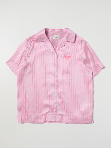 Camicia Fendi Kids con logo ricamato