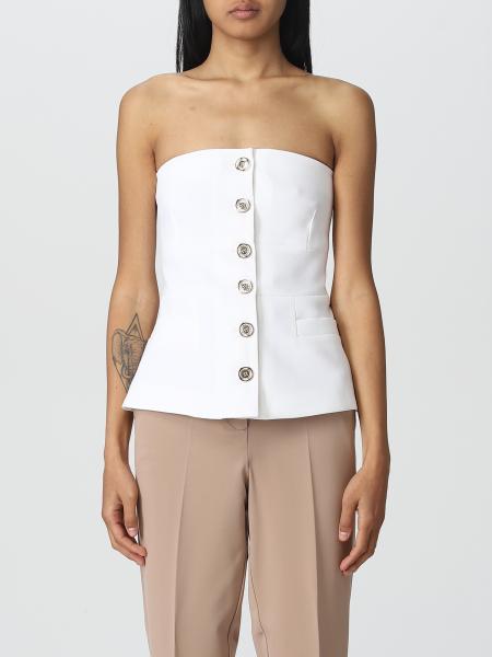 Pinko top a costine Tenace con logo nero
