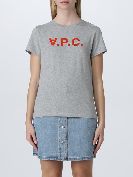 A.p.c. Outlet: t-shirt for woman - Grey | A.p.c. t-shirt COEZBF26944 ...