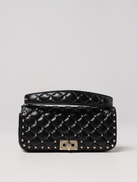 Small Nappa Rockstud Spike Bag for Woman in Black