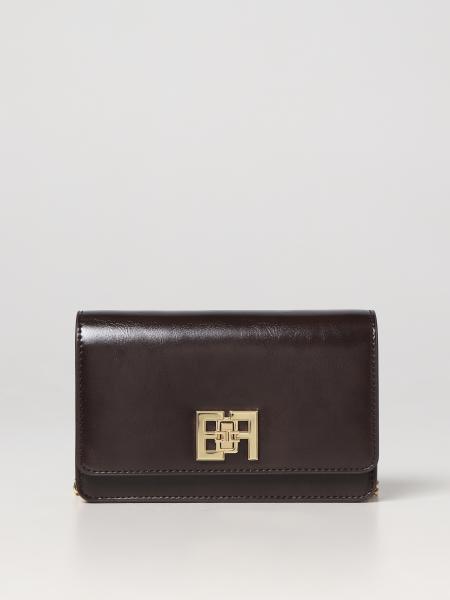 ELISABETTA FRANCHI Wallet Bag In Laminated Synthetic Leather Dark