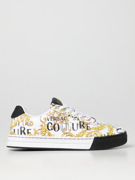 Versace Jeans Couture scarpe uomo: Sneakers Versace Jeans Couture in pelle con stampa Baroque all over