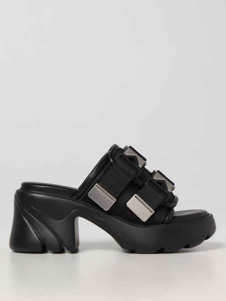 BOTTEGA VENETA: heeled sandals for woman - Black | Bottega Veneta