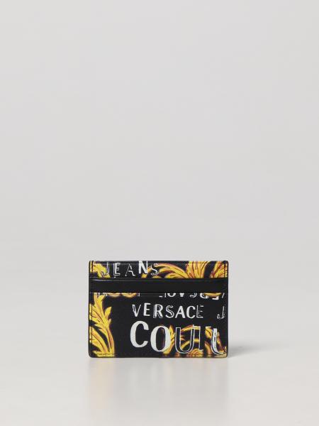 Portacarte di credito Versace Jeans Couture in pelle sintetica saffiano con stampa