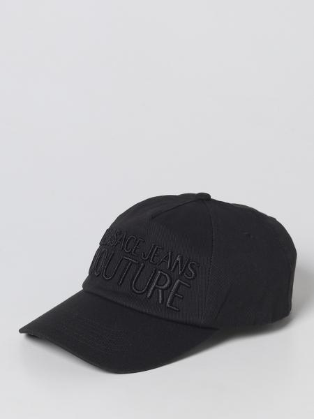 VERSACE JEANS COUTURE: hat with embroidered logo - Black 2 | Versace ...