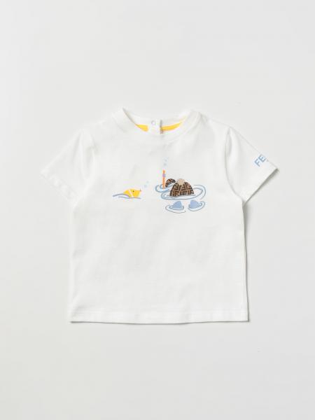 FENDI KIDS: t-shirt for baby - White | Fendi Kids t-shirt BUI0617AJ ...