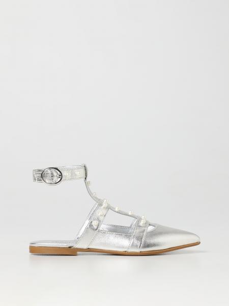 Ballerina Monnalisa in pelle laminata con perline applicate