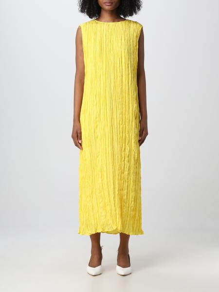 Alysi Women's Abito Lungo Con Scollo Yellow