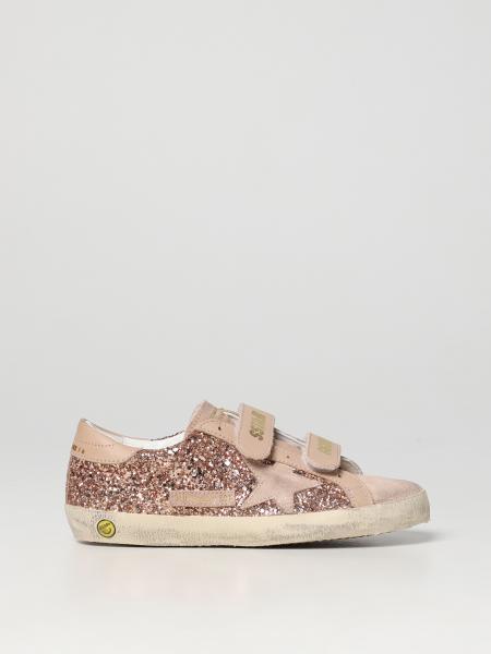 Kids' Golden Goose: Old School Golden Goose sneakers in suede and glittery fabric