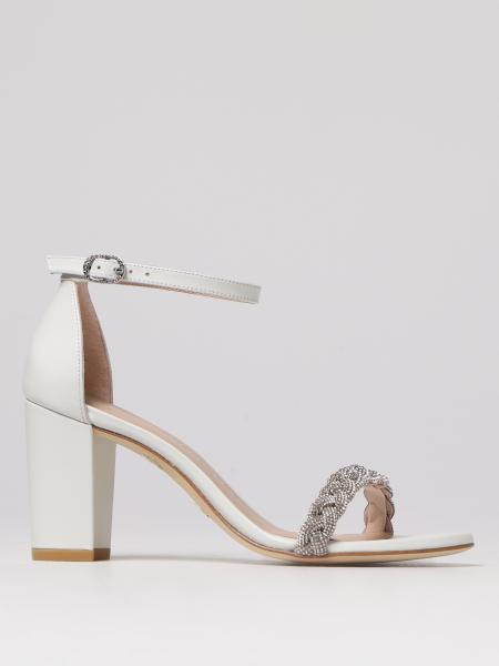 Sandalo Stuart Weitzman in pelle con strass intrecciati