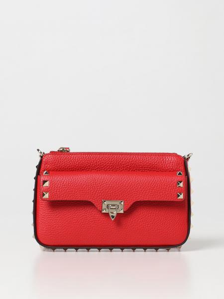 Valentino Garavani Rockstud Shoulder Bag in Red Leather