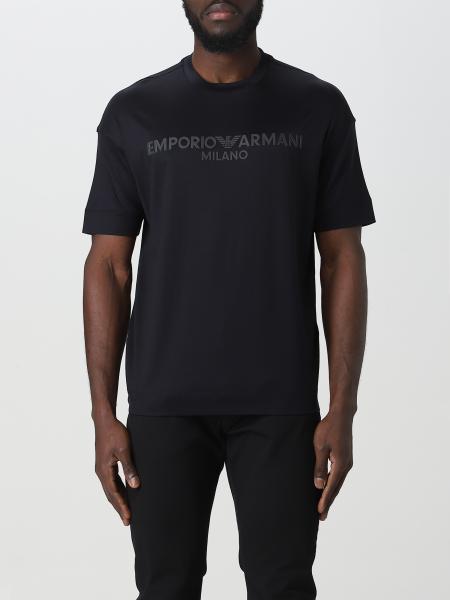 EMPORIO ARMANI: T-shirt in cotton blend - Navy | Emporio Armani t-shirt ...