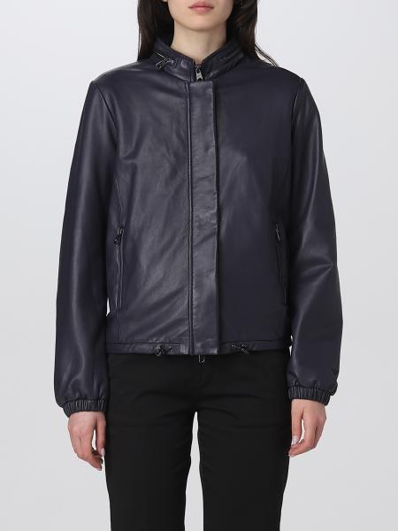 レザー ジャケット: コート レディース Emporio Armani
