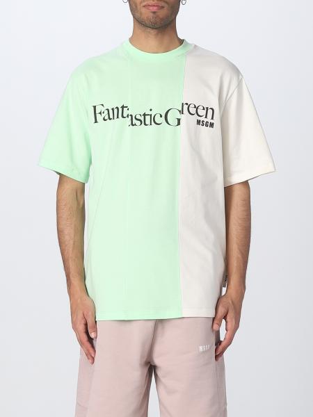 MSGM: T-shirt in organic cotton - Green | MSGM t-shirt MM07237298