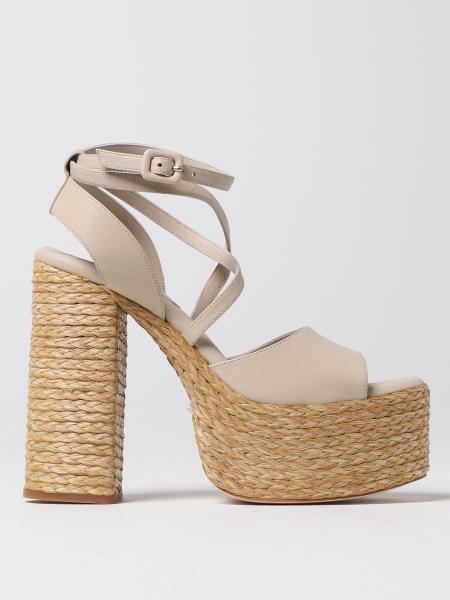 PALOMA BARCELÒ: heeled sandals for woman - Ivory | Paloma Barcelò ...