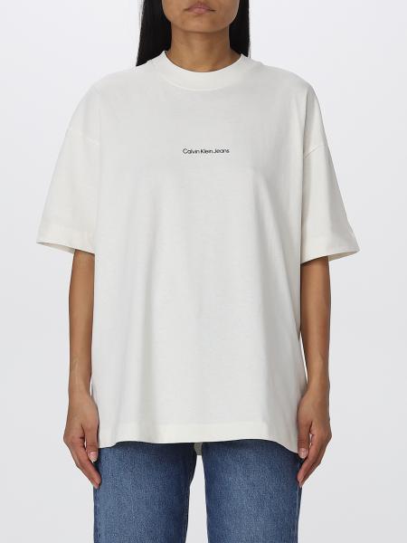 CALVIN KLEIN t-shirt for woman - White Calvin Klein Jeans t-shirt J20J220279 online on GIGLIO.COM
