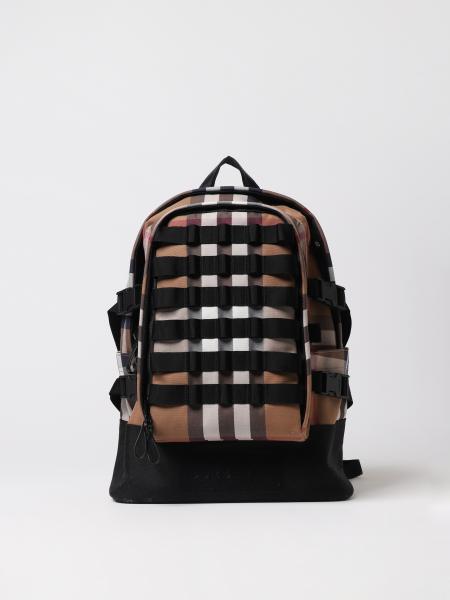BURBERRY: backpack in tartan fabric - Brown | Burberry backpack 8061311 ...